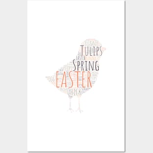 Cute Colorful Chick Easter Words Posters and Art